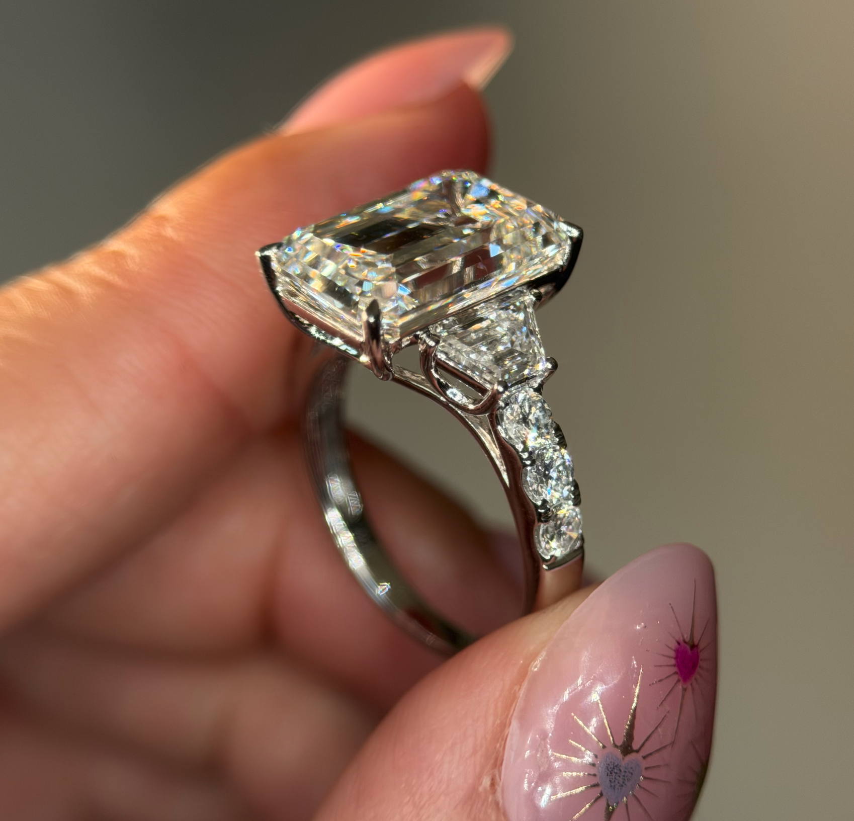 8.36 Carat Emerald Cut Diamond Engagement Ring